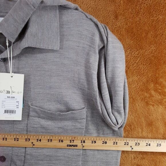 NORSE PROJECTS Shirt Mens Medium Tan Button Up Rollo Tech Merino SAND $360 - Picture 8 of 10